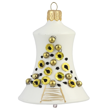 Vánoční zvonek bílý se zlatým stromečkem