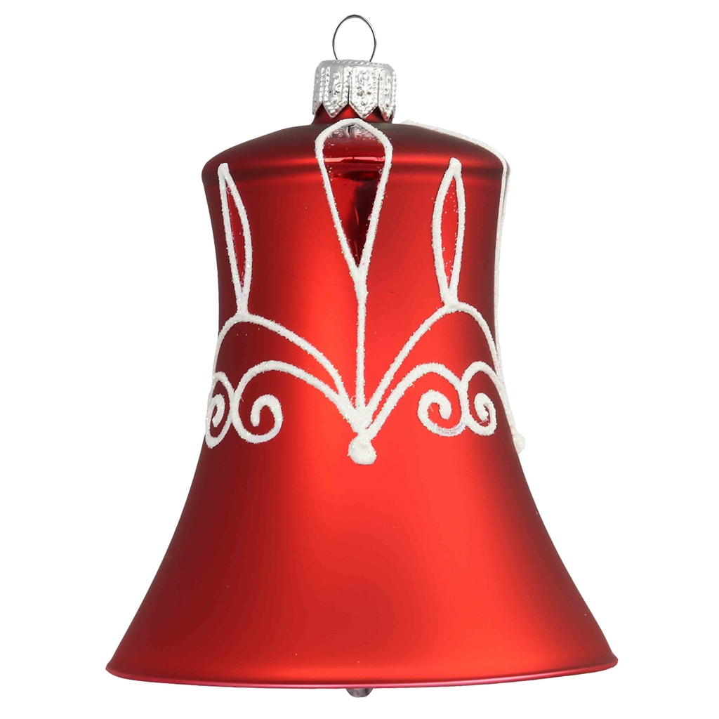 Zvoneček červený bílý dekor