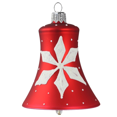 Zvonek červený s bílým dekorem vločky