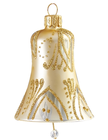 Vánoční zvonek zlatý dekor lístky