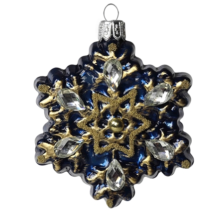 Christmas ornament blue snowflake with rhinestones