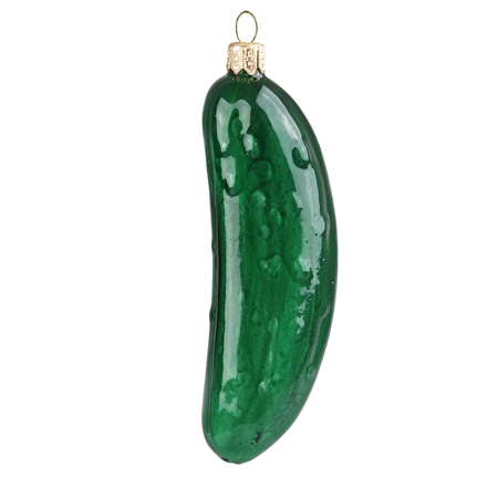 Green glass pickle ornament