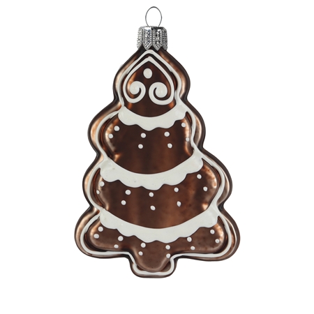 Glass gingerbread brown tree ornament