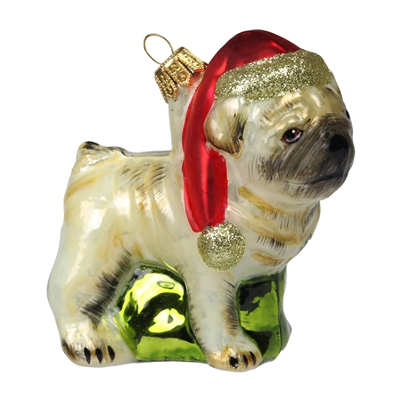 Glass Christmas decoration Pug