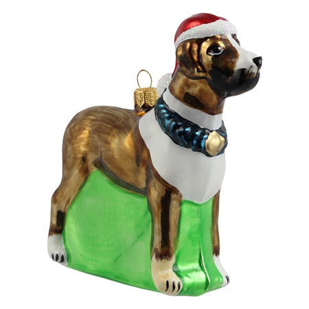Christmas ornament dog dark brown mastiff