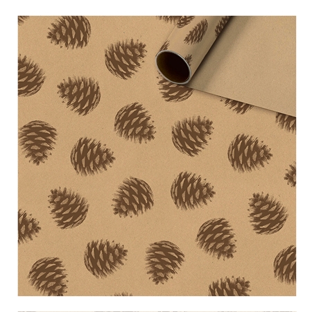 Natural wrapping paper pine cones