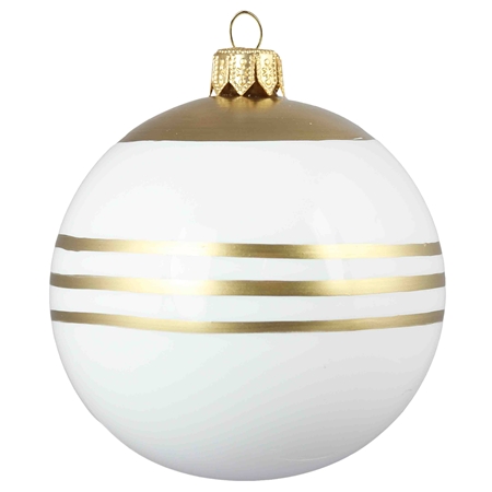 White Christmas bauble with stripes