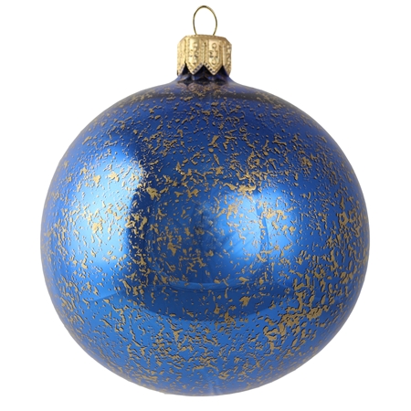 Boule de Noël bleue avec un décor doré