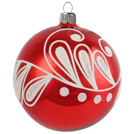 Red bauble with white décor