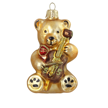 Skleněný medvídek s houslemi