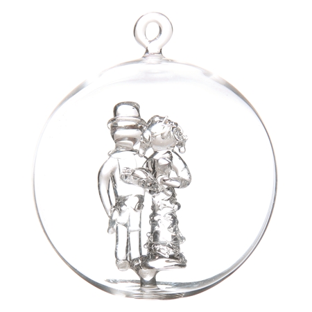Transparent bauble with bride and groom inside