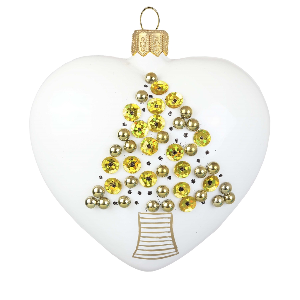 Vánoční srdce bílé zlatý stromek