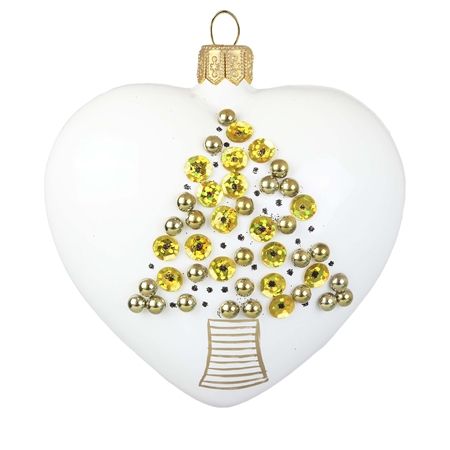 Vánoční srdce bílé zlatý stromek