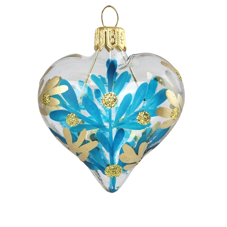 Clear heart with blue and bronze twigs