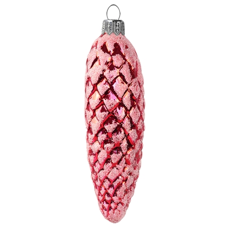 Pinecone Frosted Red Glass Ornament