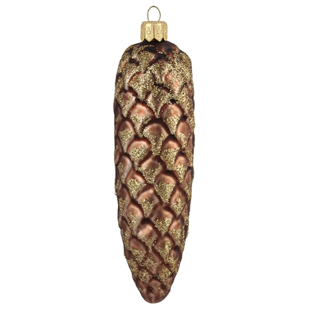 Brown spruce cone with glittering