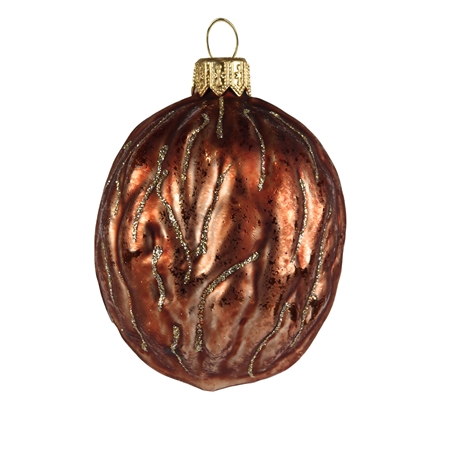 Vánoční ořech hnědý se zlatým dekorem
