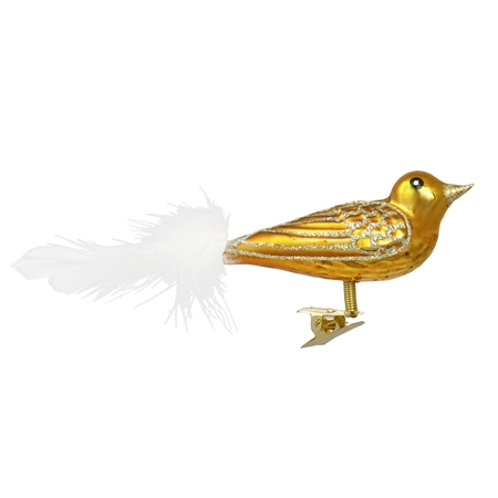 Gold birdie christmas ornament