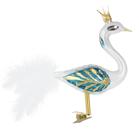 Glass swan with white feathers