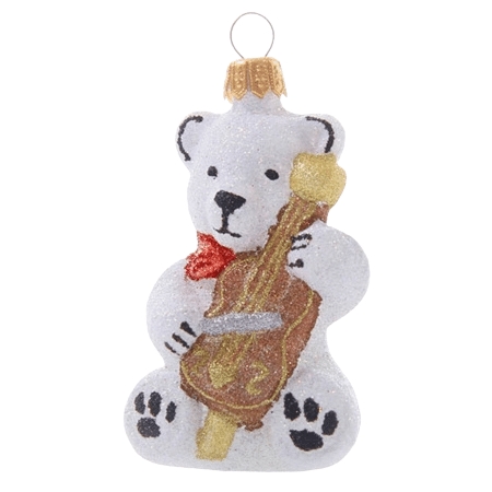 Skleněný medvídek s houslemi