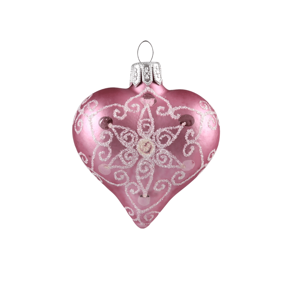 Srdíčko růžové malé s ornamenty