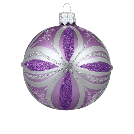 Vánoční baňka fialová se stříbrným dekorem