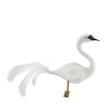 White swan decoration with black beak