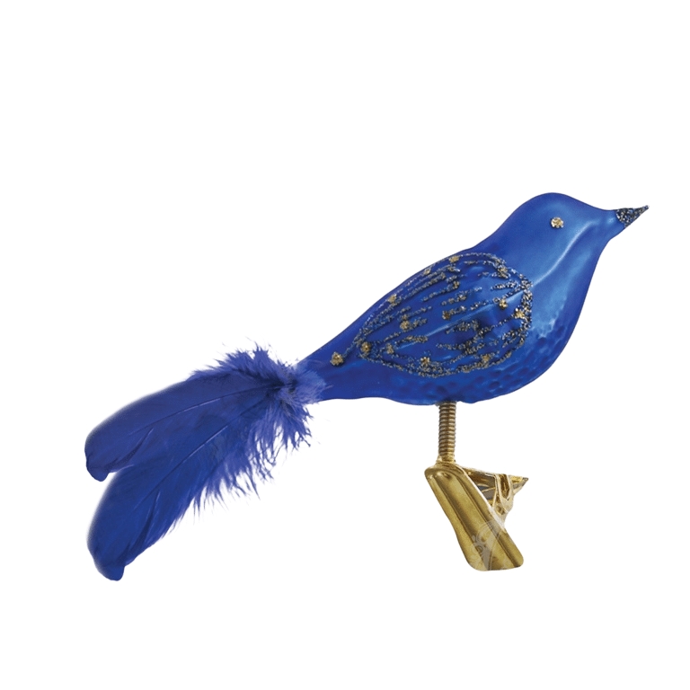 Skleněný ptáček modrý