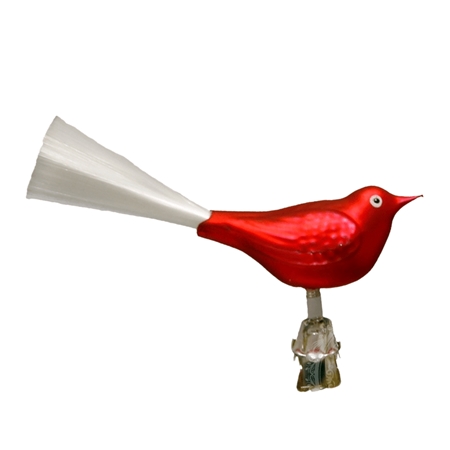 Skleněný ptáček červený