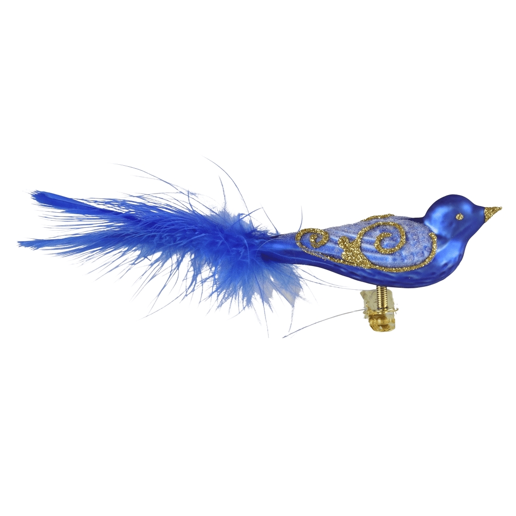 Ptáček modrý se zlatým dekorem