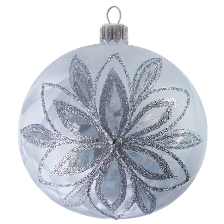 White Christmas bauble with ice-effect