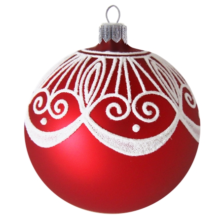 Bauble in red matt with decor
