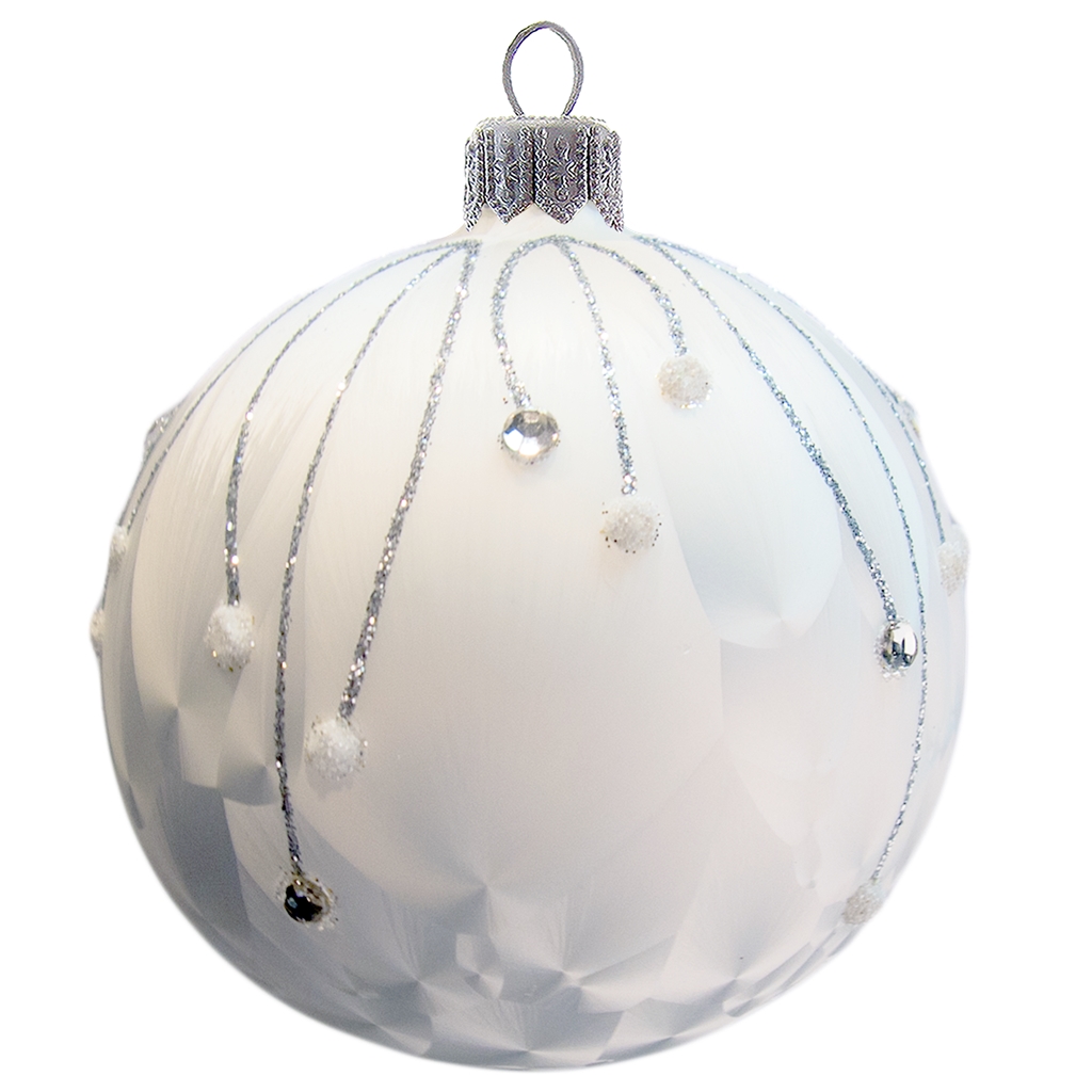 Vánoční koule bílá se stříbrným vzorem