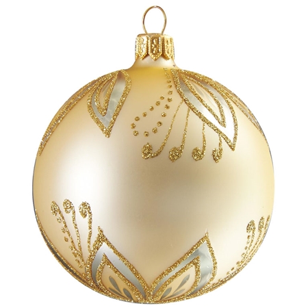 Vánoční koule zlatá dekor lístky
