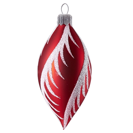 Red Christmas olive snowy swirl décor