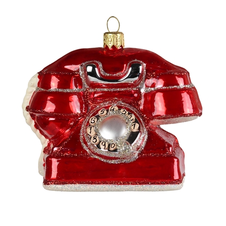 Vánoční ozdoba červený telefon