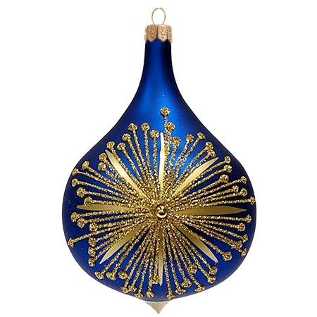 Décoration de Noël bleue avec un décor d´une étoile dorée