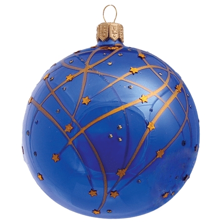 Vánoční koule modrá zlatý dekor