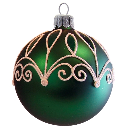 Glass ornament green with white décor