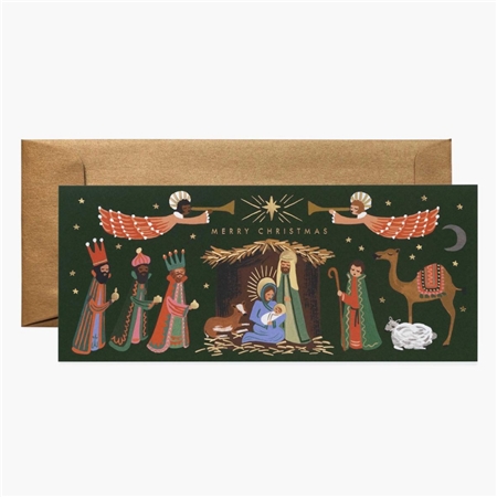 Ilustrované vánoční přání s betlémem