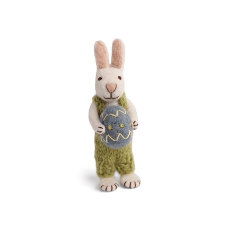 Plstěný králíček v kalhotách s velikonoční kraslicí