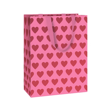 Darčeková taška ružová so srdiečkami