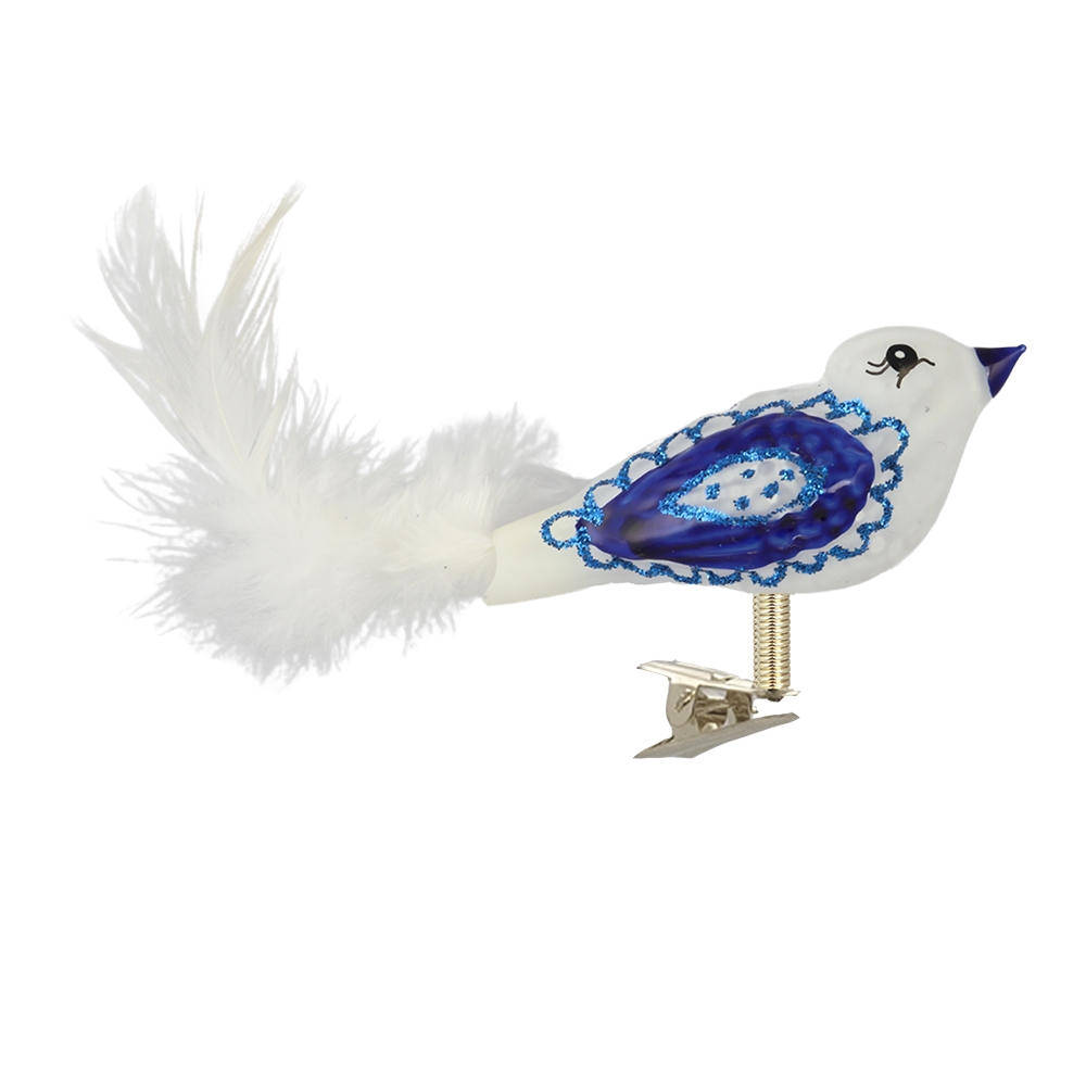 Ptáček bílý s folklorním dekorem
