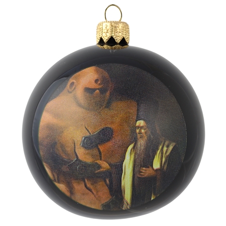 Vánoční ozdoba s potiskem Golema a Rabí Löwa