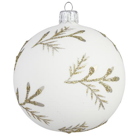 Vánoční ozdoba matně bílá s větvičkami