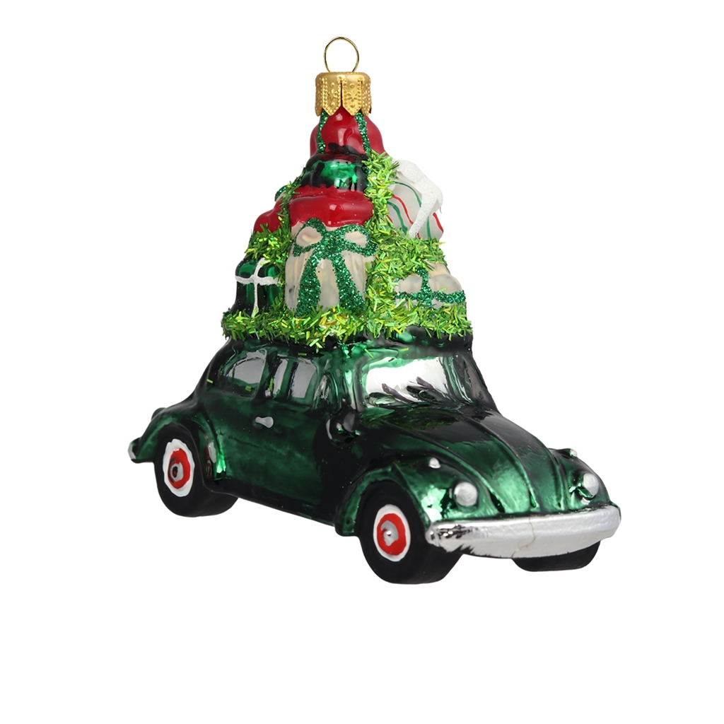 Skleněné vánoční autíčko s dárky Decor by Glassor