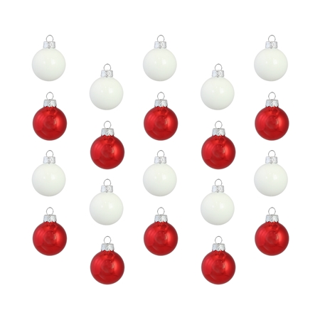 Set vánočních ozdob v nové červené a porcelánové bílé barvě