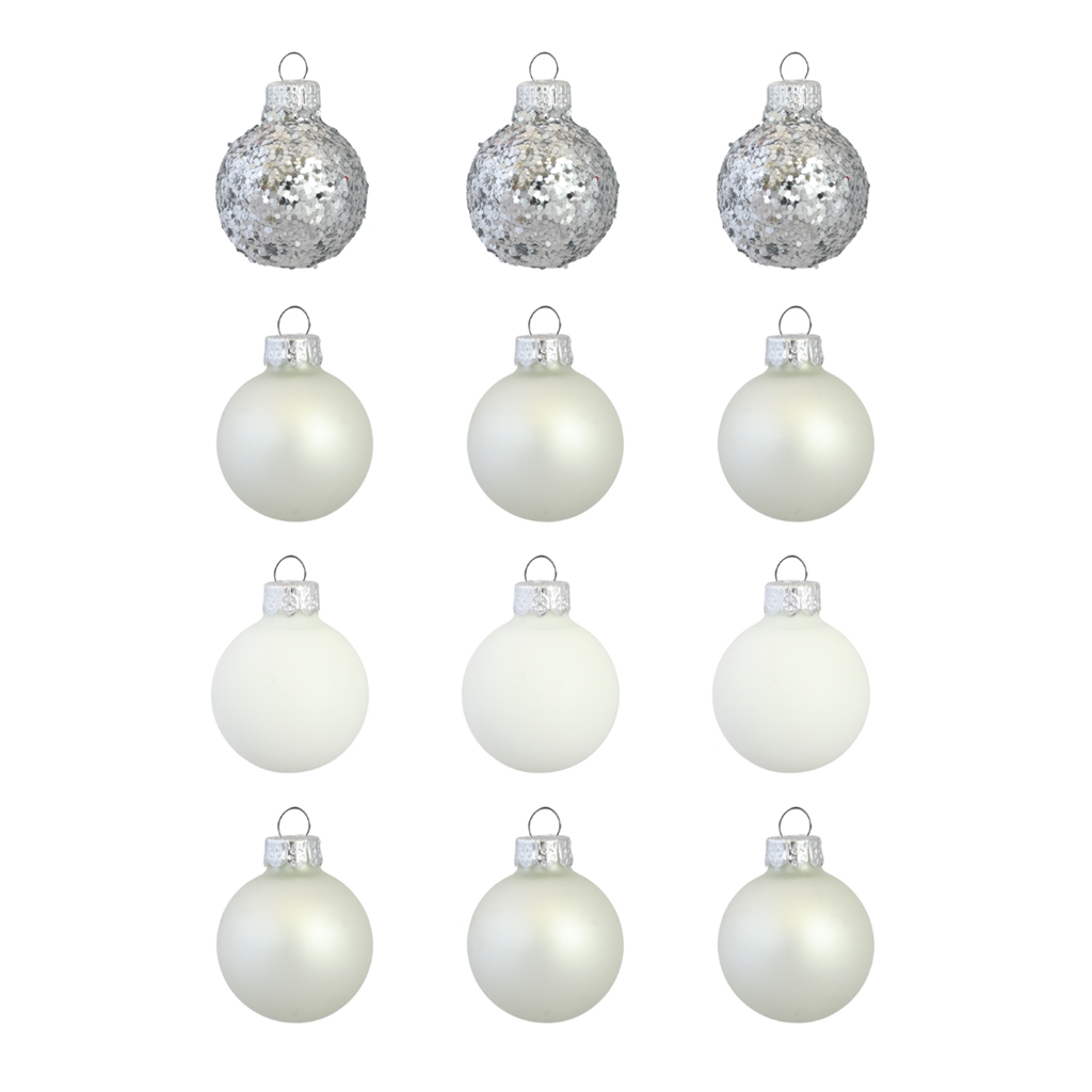 Set vánočních ozdob stříbrno - bílý