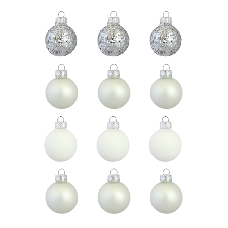 Set vánočních ozdob stříbrno - bílý