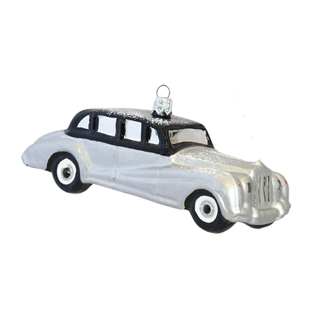 Silver limousine Christmas ornament
